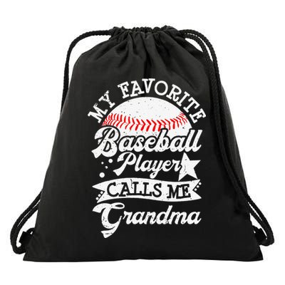 My Favorite Baseball Player Calls Me Grandma Baseball Family Drawstring Bag