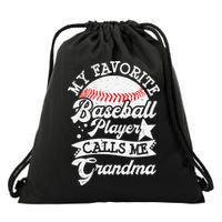 My Favorite Baseball Player Calls Me Grandma Baseball Family Drawstring Bag