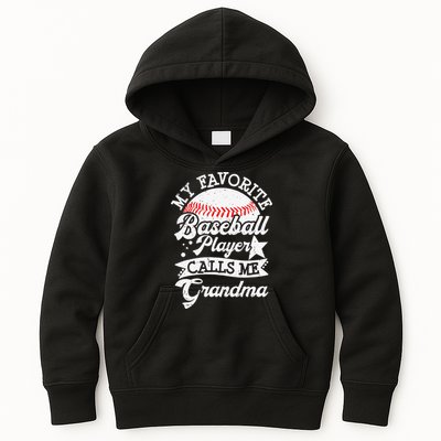 My Favorite Baseball Player Calls Me Grandma Baseball Family Kids Hoodie