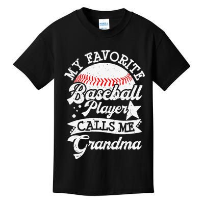 My Favorite Baseball Player Calls Me Grandma Baseball Family Kids T-Shirt