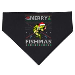 Merry Fishmas Bass Fish Fishing Christmas Ugly Sweater Xmas USA-Made Doggie Bandana