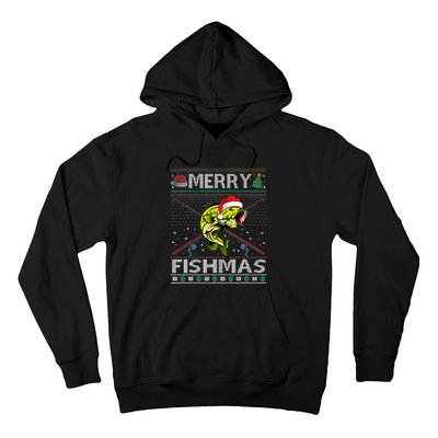 Merry Fishmas Bass Fish Fishing Christmas Ugly Sweater Xmas Hoodie