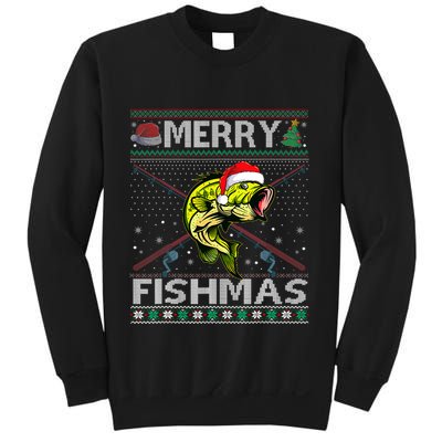 Merry Fishmas Bass Fish Fishing Christmas Ugly Sweater Xmas Sweatshirt
