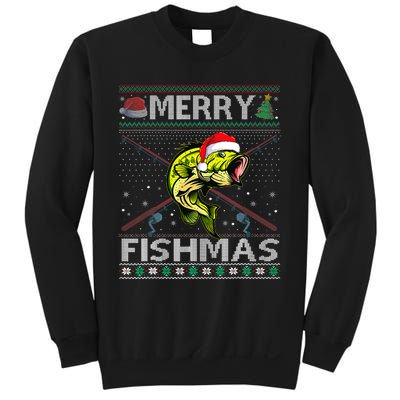 Merry Fishmas Bass Fish Fishing Christmas Ugly Sweater Xmas Sweatshirt