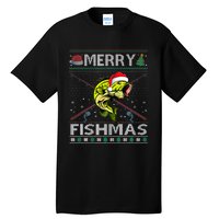 Merry Fishmas Bass Fish Fishing Christmas Ugly Sweater Xmas Tall T-Shirt