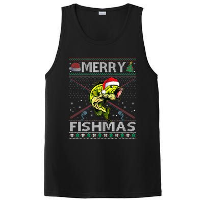 Merry Fishmas Bass Fish Fishing Christmas Ugly Sweater Xmas PosiCharge Competitor Tank