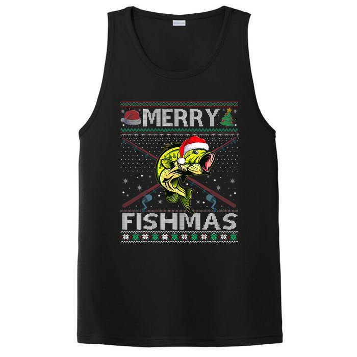 Merry Fishmas Bass Fish Fishing Christmas Ugly Sweater Xmas PosiCharge Competitor Tank