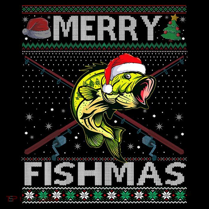 Merry Fishmas Bass Fish Fishing Christmas Ugly Sweater Xmas Wool Snapback Cap