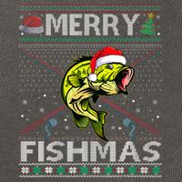 Merry Fishmas Bass Fish Fishing Christmas Ugly Sweater Xmas Cotton Canvas Backpack