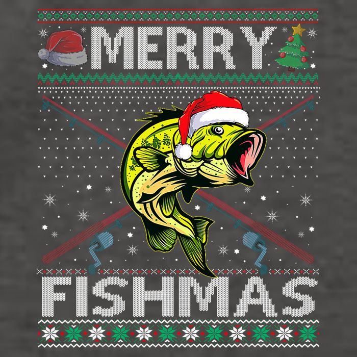 Merry Fishmas Bass Fish Fishing Christmas Ugly Sweater Xmas Vector Backpack