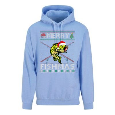 Merry Fishmas Bass Fish Fishing Christmas Ugly Sweater Xmas Unisex Surf Hoodie