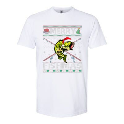 Merry Fishmas Bass Fish Fishing Christmas Ugly Sweater Xmas Softstyle CVC T-Shirt