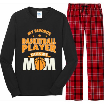 My Favorite Basketball Player Calls Me Mom Basketball Mom Gift Long Sleeve Pajama Set