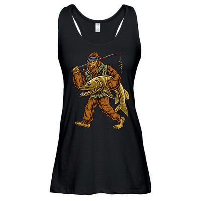 Muskie Fishing Bigfoot Musky Hunting Fisher Ladies Essential Flowy Tank