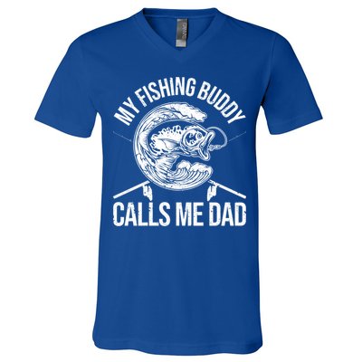 My Fishing Buddy Calls Me Dad Funny Father's Day Gift V-Neck T-Shirt