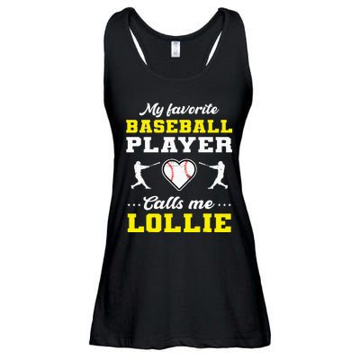 My Favorite Baseball Player Calls Me Lollie Mother's Day Ladies Essential Flowy Tank