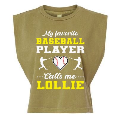 My Favorite Baseball Player Calls Me Lollie Mother's Day Garment-Dyed Women's Muscle Tee