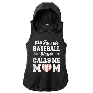 My Favorite Baseball Player Calls Me Mom  Mothers Day Ladies PosiCharge Tri-Blend Wicking Draft Hoodie Tank