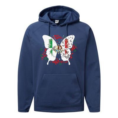 Mexican Flag Butterfly Mexicans Performance Fleece Hoodie