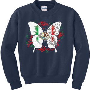 Mexican Flag Butterfly Mexicans Kids Sweatshirt