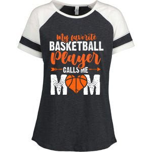 My Favorite Basketball Player Calls Me Mom Mom Funny Gift Enza Ladies Jersey Colorblock Tee