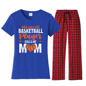 My Favorite Basketball Player Calls Me Mom Mom Funny Gift Women's Flannel Pajama Set