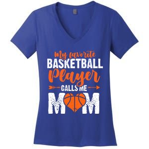 My Favorite Basketball Player Calls Me Mom Mom Funny Gift Women's V-Neck T-Shirt