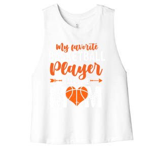 My Favorite Basketball Player Calls Me Mom Mom Funny Gift Women's Racerback Cropped Tank