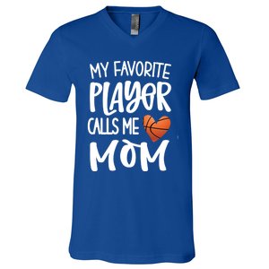 My Favorite Basketball Player Calls Me Mom Basketball Mom Cute Gift V-Neck T-Shirt