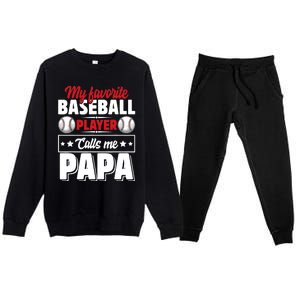 My Favorite Baseball Player Calls Me Papa Premium Crewneck Sweatsuit Set