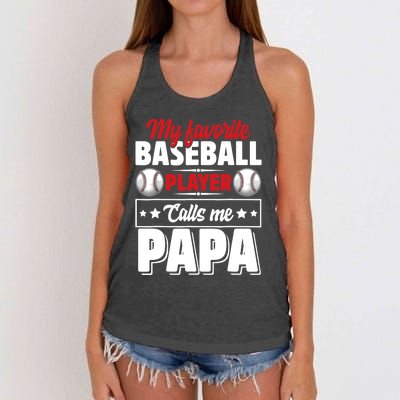 My Favorite Baseball Player Calls Me Papa Women's Knotted Racerback Tank