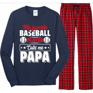 My Favorite Baseball Player Calls Me Papa Long Sleeve Pajama Set