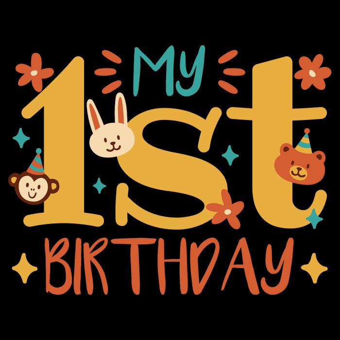 My First Birthday Animal Stripe Pom Pom Beanie