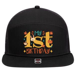 My First Birthday Animal 7 Panel Mesh Trucker Snapback Hat