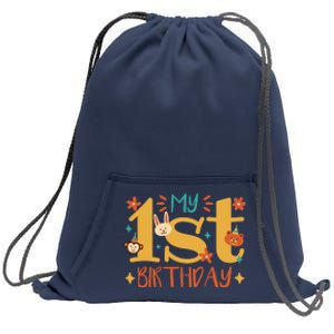 My First Birthday Animal Sweatshirt Cinch Pack Bag