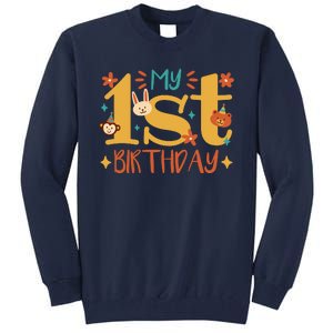 My First Birthday Animal Tall Sweatshirt