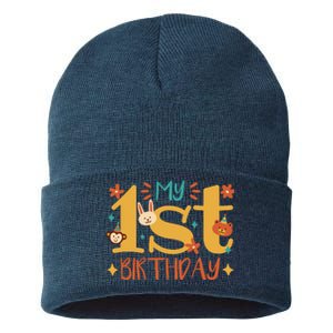 My First Birthday Animal Sustainable Knit Beanie