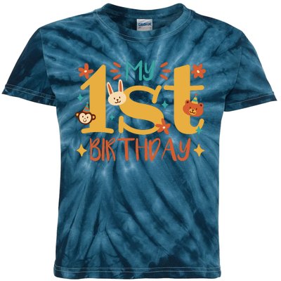 My First Birthday Animal Kids Tie-Dye T-Shirt