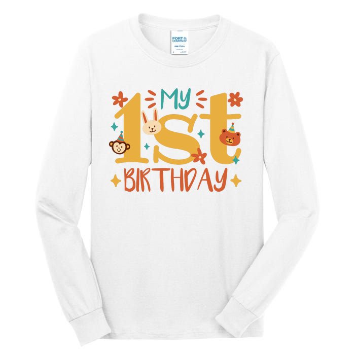 My First Birthday Animal Tall Long Sleeve T-Shirt