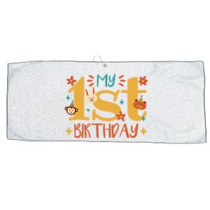 My First Birthday Animal Large Microfiber Waffle Golf Towel