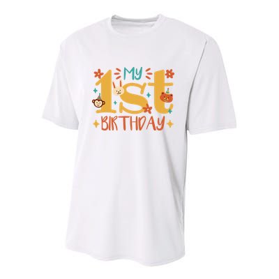 My First Birthday Animal Youth Performance Sprint T-Shirt