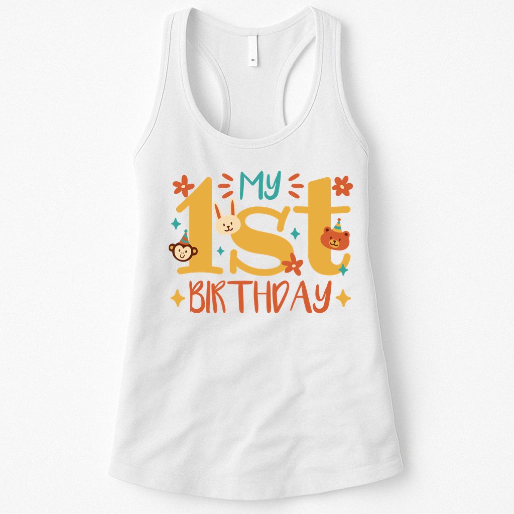 My First Birthday Animal Womens Tank Top
