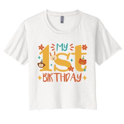 My First Birthday Animal Crop Top