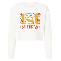 My First Birthday Animal Cropped Pullover Crew