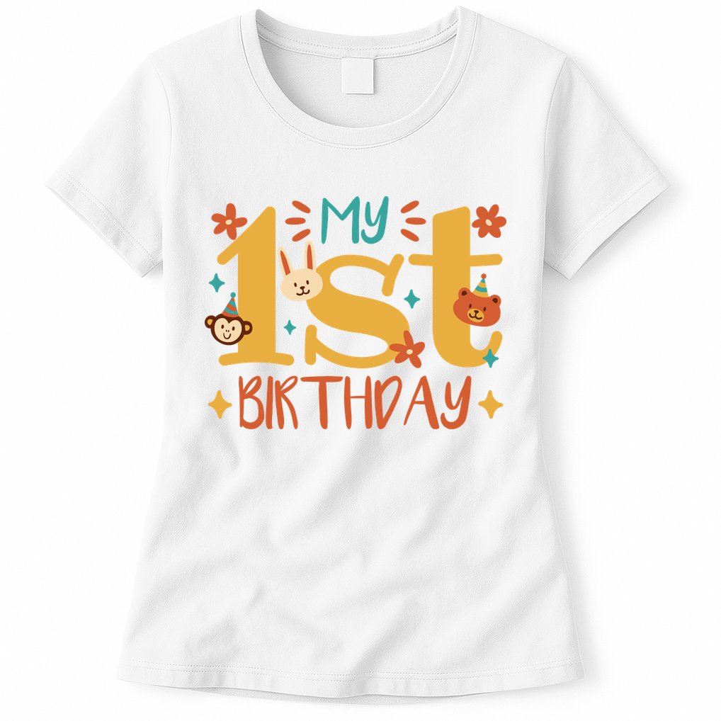 My First Birthday Animal Womens T-Shirt