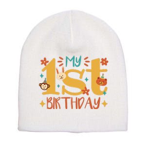 My First Birthday Animal Short Acrylic Beanie