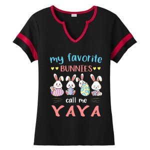 My Favorite Bunnies Call Me Yaya Bunny Eggs Hunting Ladies Halftime Notch Neck Tee