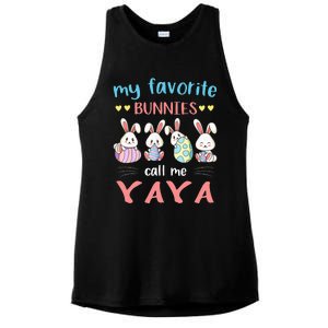 My Favorite Bunnies Call Me Yaya Bunny Eggs Hunting Ladies PosiCharge Tri-Blend Wicking Tank