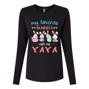 My Favorite Bunnies Call Me Yaya Bunny Eggs Hunting Womens Cotton Relaxed Long Sleeve T-Shirt