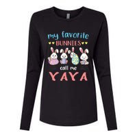 My Favorite Bunnies Call Me Yaya Bunny Eggs Hunting Womens Cotton Relaxed Long Sleeve T-Shirt